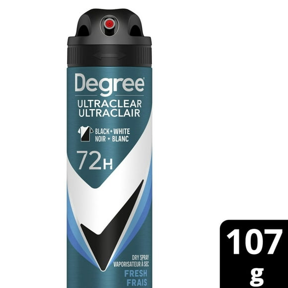 Degree Men UltraClear Black + White Fresh Dry Spray Antiperspirant, anti-stain deodorant for men, with 72h protection, 107g