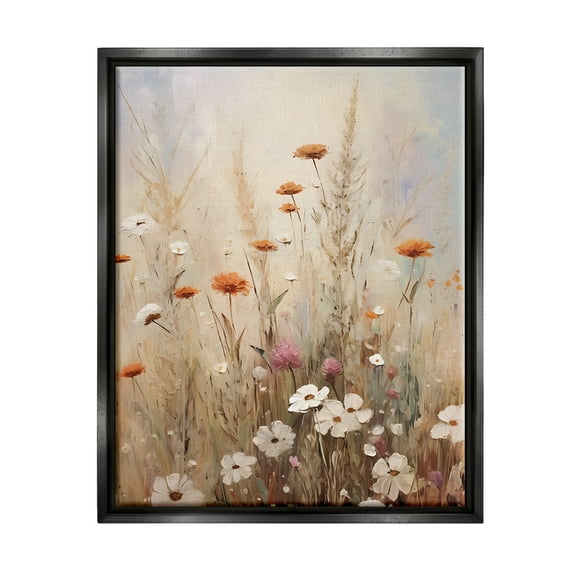 Stupell Industries Wildflower Meadow Painting Botanical & Floral Painting Black Floater Framed Canvas Art Print Wall Art, 17 x 21