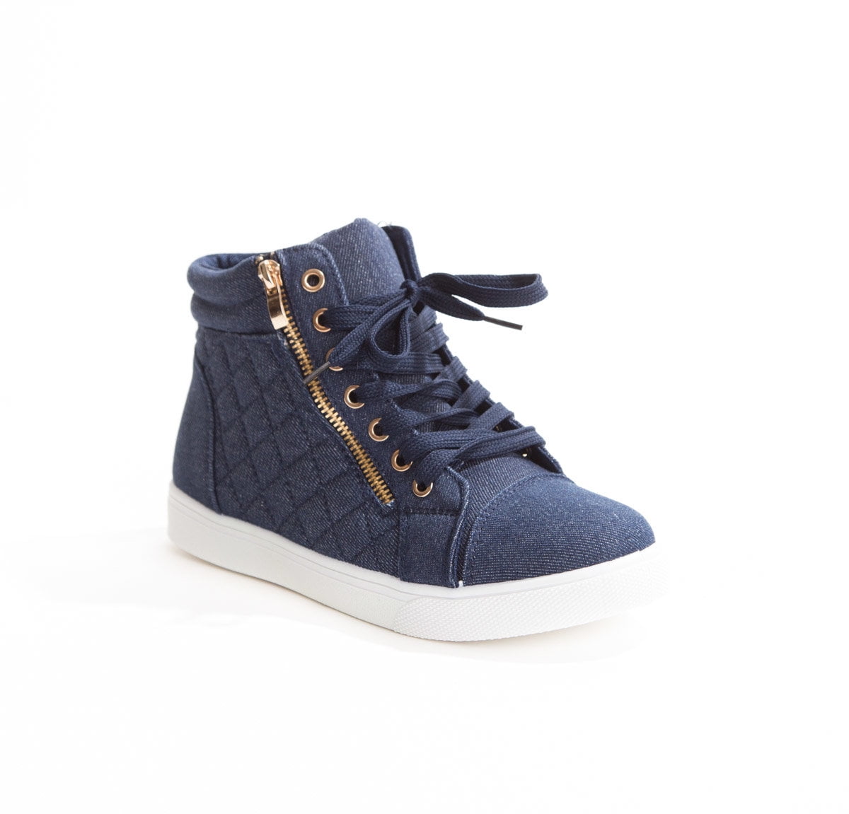 soho shoes women's leatherette quilted zipper lace up high top sneakers