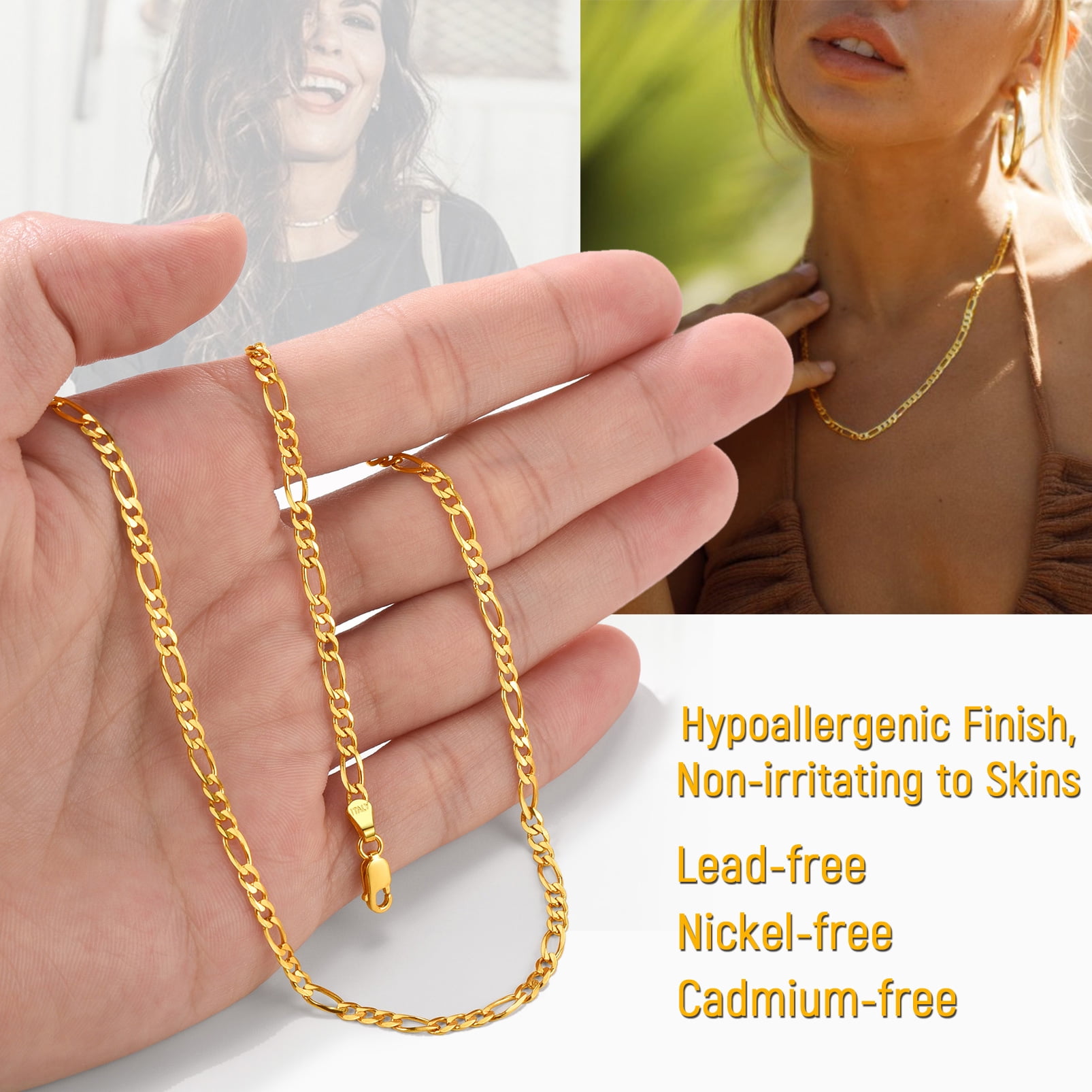 ChainsProMax Solid 925 Sterling Silver Figaro Chain Men Women Necklace, 3mm/5mm, 14"-28", Jewelry Gifts for Men/Women
