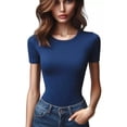 thumbnail image 2 of Playera De Mujer En Ribb Manga Corta Cuello Redondo Slim Fit, 2 of 4