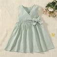 thumbnail image 3 of Krdevn Girls Summer Dresses V Neck Casual Dress for Toddlers Elastic Waist Breathable Comfortable Outfit for Daily Wear,4-5 Years, 3 of 3