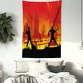 thumbnail image 4 of Teen Room Decor Tapestry, Men Playing Baseball in Town City Park Tall Buildings Urban Scenery, Wall Hanging for Bedroom Living Room Dorm Decor, 60W X 80L Inches, Red Yellow Black, by Ambesonne, 4 of 5