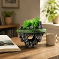 thumbnail image 6 of Floating Aquarium Rock Cave Ornament, 6.3x7.1in Artificial Moss Floating Stone Fish Tank Decor with Simulated Green Plants, 6 of 7
