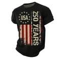 thumbnail image 2 of ZHOGXU Men T Shirt Short Sleeve Round Neck 250 Years Print Comfortable Breathable Tee Top For Independence Day Celebration,Black,Xxxxxl, 2 of 3