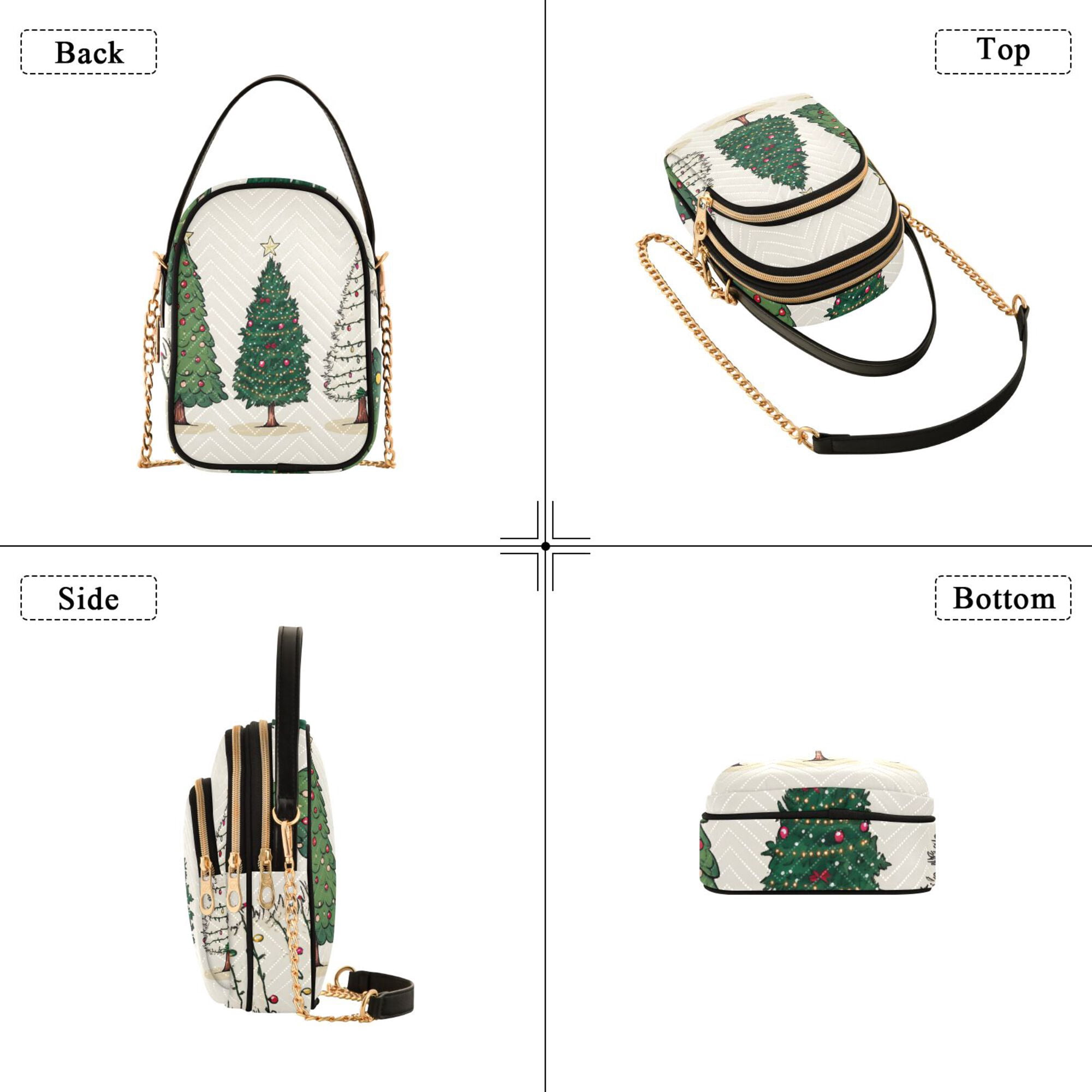 FORMRS Crossbody Bag for Women Quilted Travel Shoulder Cell Phone Purse with Chain Strap Handbag, Hand Drawn Christmas Stars