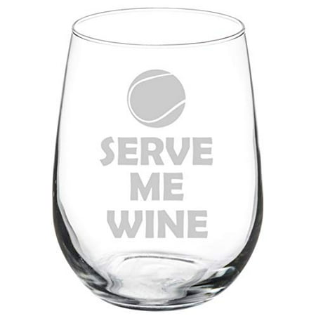 Wine Glass Goblet Funny Tennis Serve Me Wine (17 oz