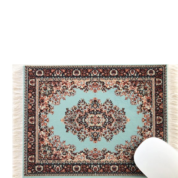 Inusitus Carpet Mouse Pad - Turquoise Turkish Style Rug Computer Mousemat - 10"x7"