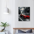 thumbnail image 4 of Acheng Sports Car Canvas Wall Art Framed Supercar Painting Picture Racing Car Garage Wall Decor Black and White Themed Modern Canvas Prints for Men Bedroom Office 16x20 in, 4 of 5