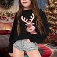 thumbnail image 2 of PMVFHDE Liquidation Chandails en Molleton pour Filles Tendance Automne et Hiver Manches Longues Imprimé de Noël Col Rond pour Garçons et Filles Plus Chaud Manteau Chandail en Molleton Mignon, Noir, 4-5 Ans, 2 of 4