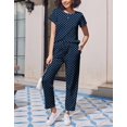 thumbnail image 3 of Ekouaer Pajama Sets for Women Round Neck Pjs Short Sleeve Sleepwear with Long Pants Loose Lounge Sets, 3 of 6