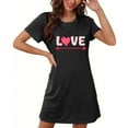 thumbnail image 4 of Xfvqtps Valentine's Day Nightgown for Women Plus Size Love Arrow Print Short Sleeve Crew Neck Solid Color Lightweight Soft Comfortable Pajamas Black, 4 of 6