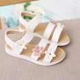 thumbnail image 4 of WUANDIXFA Girls Heels Girl's Sandals Toddler Little Kid Girls Sandals Fashion Bow Summer Shoes White,1 M, 4 of 5