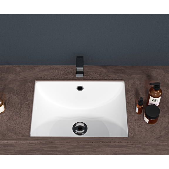 Ceramic Rectangular Undermount Bathroom Sink With Overflow - 19.94"x15", Elegant, Stain-, For Various Locations Modern White 19.94x15x7.6, Smooth Surface, Bathrooms