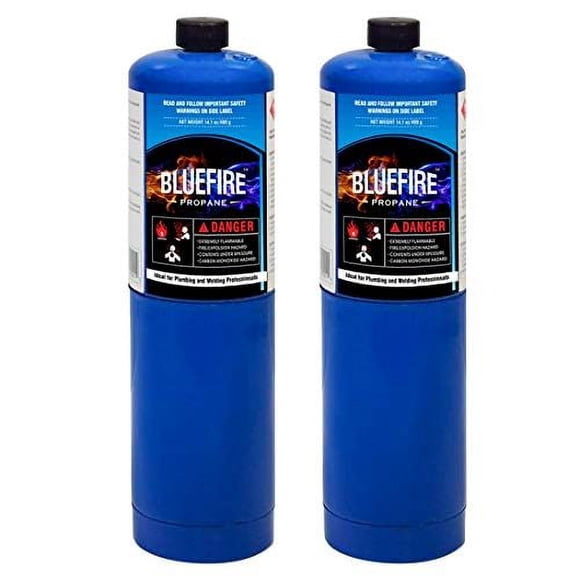 Cilindro de gas propano BlueFire, paquete de 2, cartucho de combustible de 14.1 oz