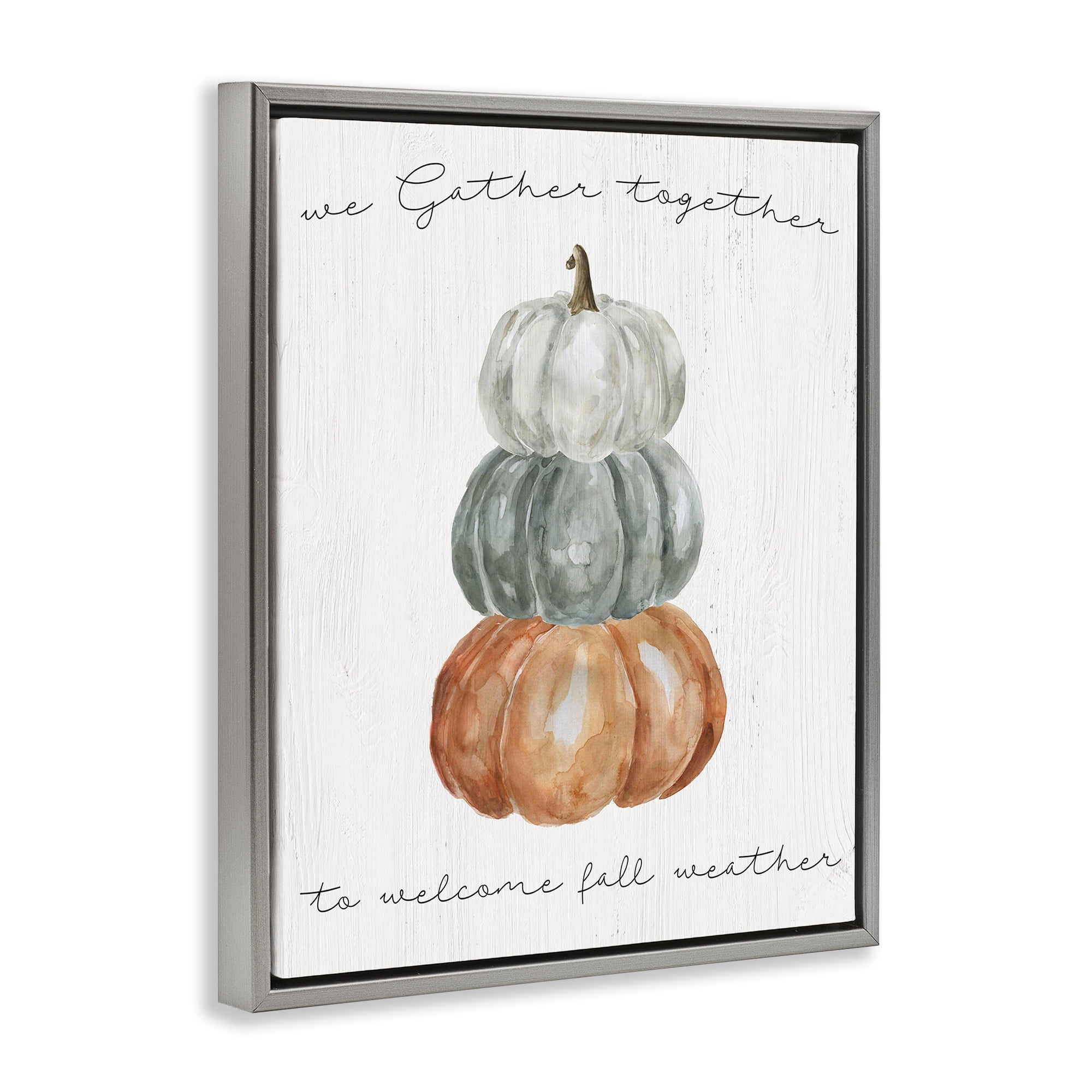 Stupell Industries Gather Together Fall Weather Gray Framed Floater Canvas Wall Art, design by Livi Finn