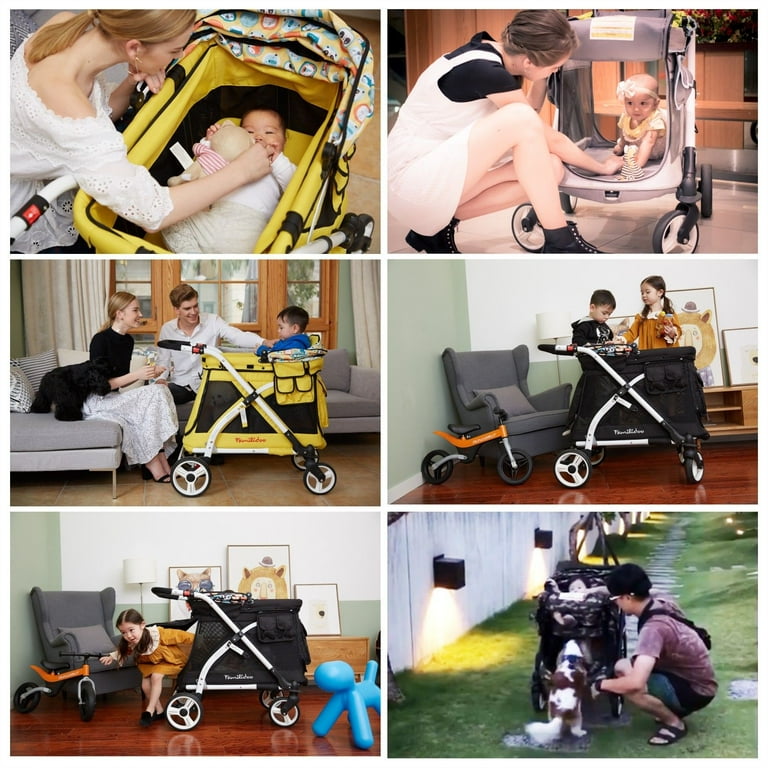 Familidoo Multi Function Stroller Wagon with Removable Seat Front Rear Zipper Doors Walmart