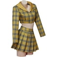 thumbnail image 3 of Clueless Cher Dress Yellow Plaid Crop Top Skirt Dress Suit Outfit for Women Girls, 3 of 6