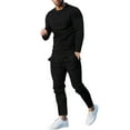 thumbnail image 2 of Kayannuo Sweat Pants for Men Spring Christmas Men's Solid Color Suit Round Neck Long Sleeve T-Shirt Trousers Tight Two Piece Set Black, 2 of 5