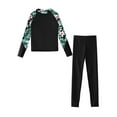 thumbnail image 3 of Yeahdor Kids Girls UPF 50 Rash Guard Swimwear Full Cover Swimsuit Long Sleeve Swim Shirts with Pants Set Black 14, 3 of 7