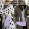 thumbnail image 6 of Wallet Case for Samsung Galaxy S23, Classic Lychee Texture PU Leather Purse Case with Accordion Card Slots, Protective Crossbody Flip Cover with Zipper Shoulder Strap Lanyard, Purple, 6 of 8