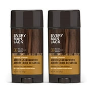 Every Man Jack Amber + Sandalwood Menâ€™s Deodorant - Stay Fresh with Aluminum Free Deodorant For all Skin Types - Odor Crushing, Long Lasting, with Naturally Derived Ingredients - 3oz (2 Pack)