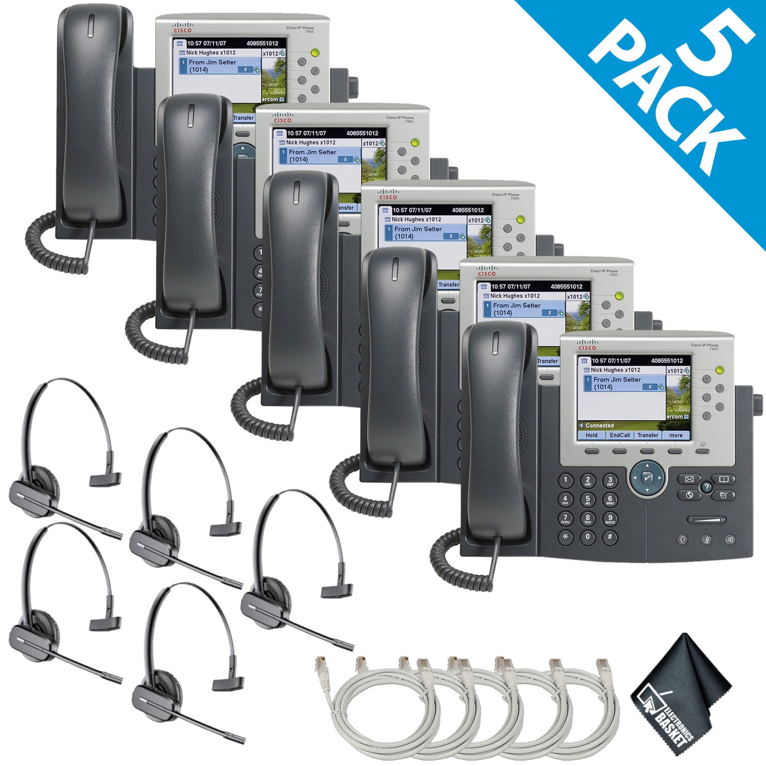 Cisco Unified IP Phone 7975G with Extra Cat5 Cables and Wireless