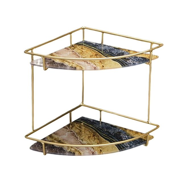 Estante de almacenamiento de maquillaje de 2 capas, bandeja de perfume, organizador decorativo de esquina para encimera Estilo B