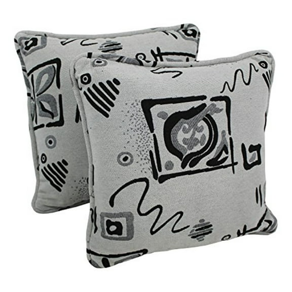 Blazing Needles 18-inch Double-corded Patterned Tapestry Square Throw Pillows with Inserts (Set of 2)