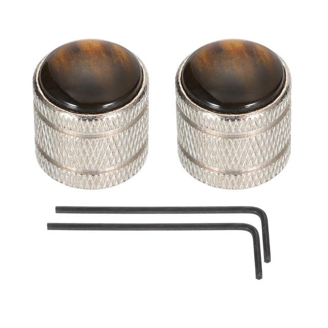 Uxcell Dome Knobs Guitar Knob 6mm Abalone Top Silver Metal Volume Tone Control with Inner Hexagon Spanner 2 Pack