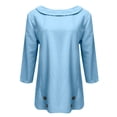 thumbnail image 4 of Womens Clothing Kelon Women's Tops, Tees & Blouses Long Sleeve Crewneck Button Linen Cotton Summer Spring Clothes, 2XL, 4 of 4