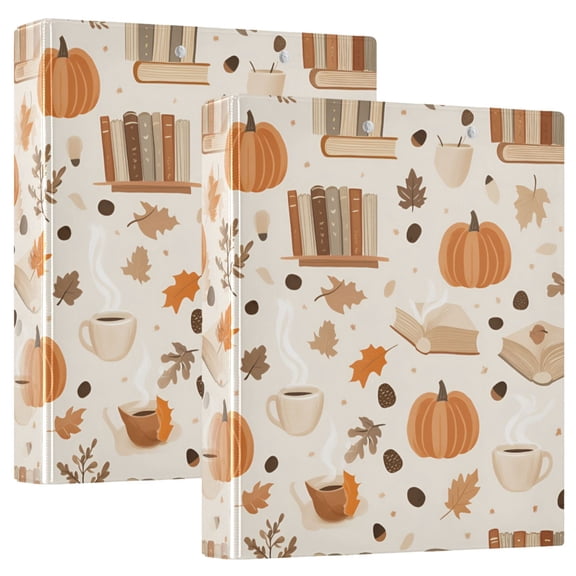 FORMRS 3 Ring Binder 1.5 inch with Pockets Set of 2 Clip Board 200 Sheets Capacity, Orange Fall Pumpkin