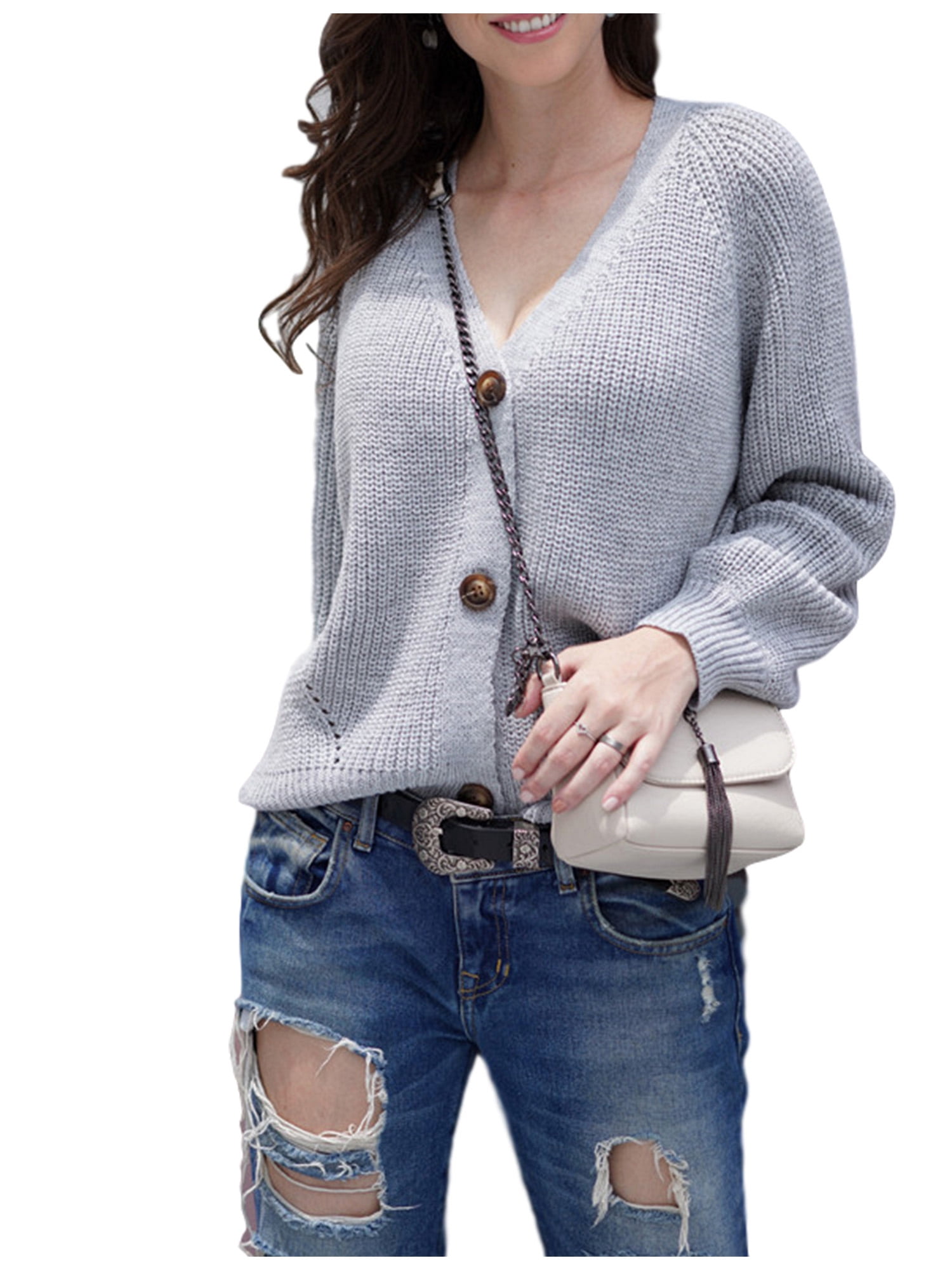 grey button down cardigan