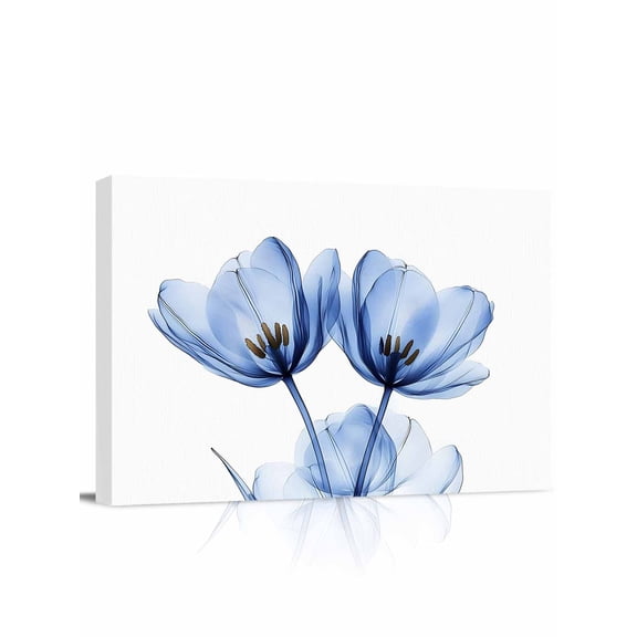 Light Blue Tulip Wall Art for Living Room,Canvas Picture Wall Decor for Bathroom Bedroom,Farmhouse Abstract Elegant Flowers Painting Artwork for Office Kitchen Hallway Dining Room Home Decor 12"x16"