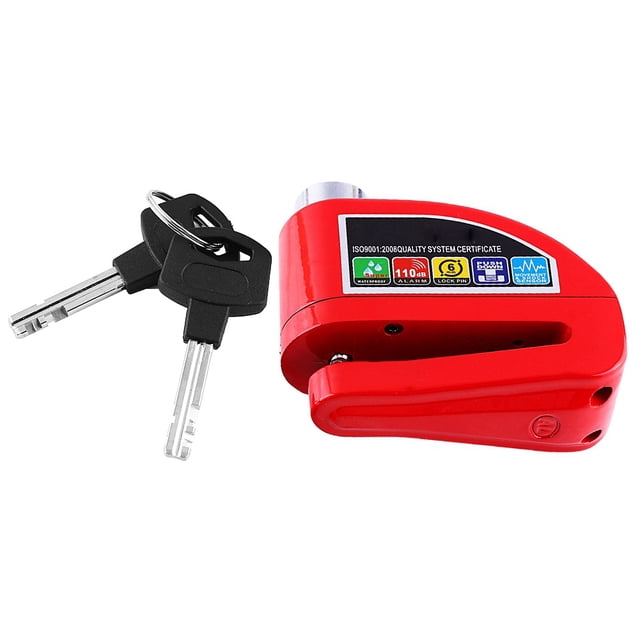 Bloqueo de freno de disco BuyWeek para Motocicleta con Alarma Color Rojo