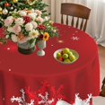 thumbnail image 4 of Merry Christmas Tablecloth 60 Inch Round Xmas Table Cloth Winter Red White Snowflakes Tablecloths Christmas Table Covers for Holiday Party Dining Kitchen Home Picnic Patio (Red Snowflake), 4 of 6