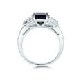thumbnail image 4 of BERRICLE Sterling Silver 3-Stone Wedding Engagement Rings 1.6 Carat Simulated Blue Sapphire Princess Cut Cubic Zirconia CZ Anniversary Promise Ring for Women, Rhodium Plated Size 5, 4 of 9