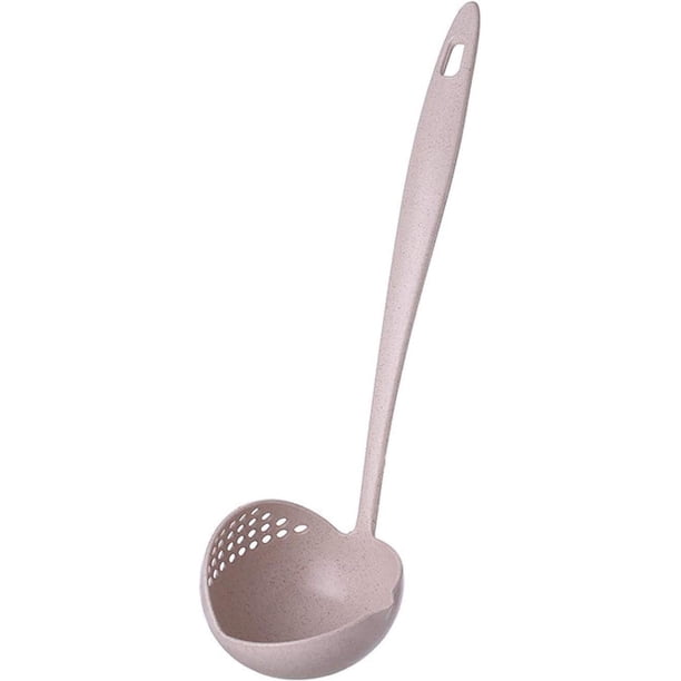 Cuchara, cuchara para sopa, colador 2 en 1, cuchara grande de plástico con mango largo, vajilla ecológica, cuchara para olla caliente