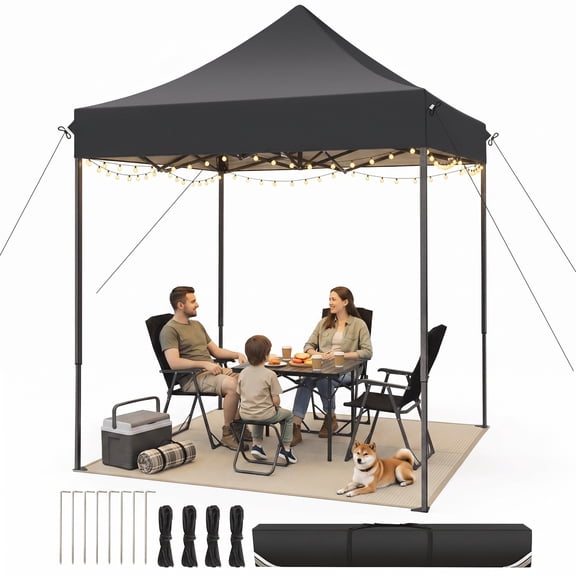 SANOPY 6x6 Ft Heavy Duty Canopy Tent,Pop up Commercial Tent, Outdoor Party Camping Tent,with Carry Bag,Black