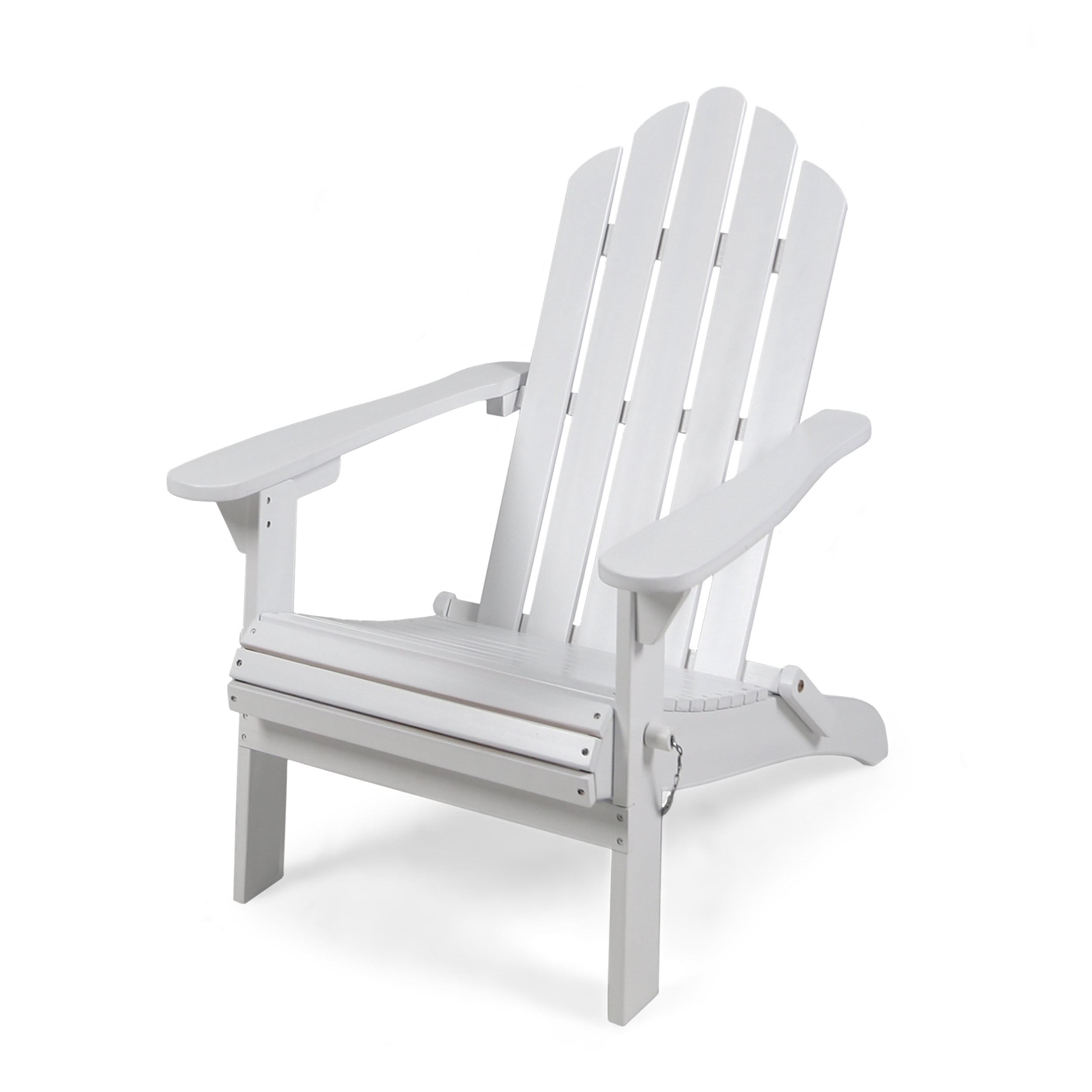 White Wood Foldable Adirondack Chair - 29.00 in Length, 35.50 in Width for Patio, Poolside, or Garden Seating