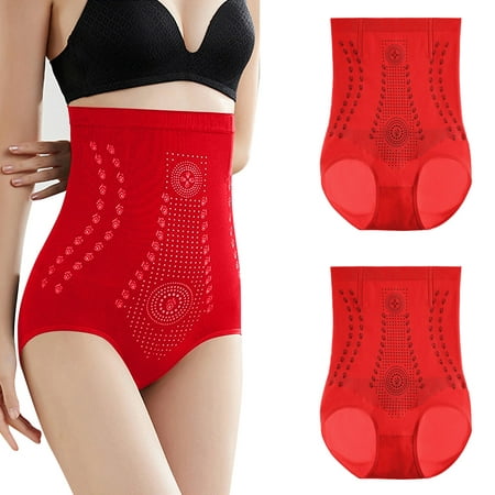 

EHTMSAK Tummy Control Underwear for Women Soft Shapewear Stretch High Waisted Shaping Briefs Panties Red XL
