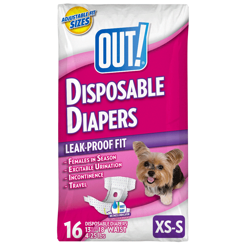 OUT! Pet Care Disposable Female Dog Diapers, Absorbent with Leak Proof