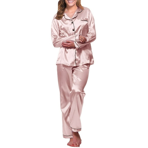 Clearance! MITCOWBOYS Bridesmaid Pajamas Womens Pajama Sets Silk Pjs For Women Set Satin Pajamas Pajama Sets For Women 2 Piece Cotton Pajamas For Women Set Knit Set Pink L Clearance!