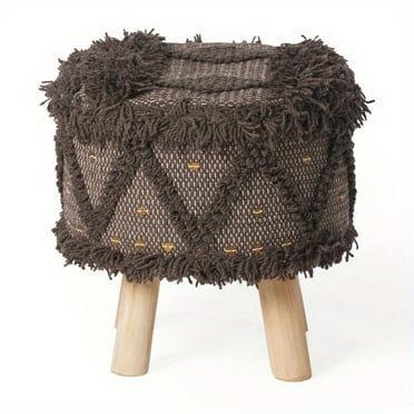 Handcrafted Wool and Pouf Stool