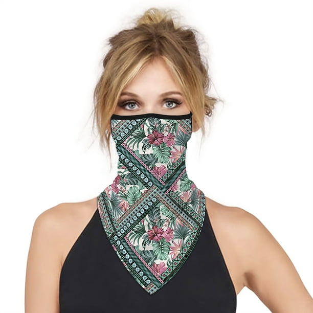 Ablegrid Women's Mask Neck Gaiter with Earloop Bandanas Face Neck