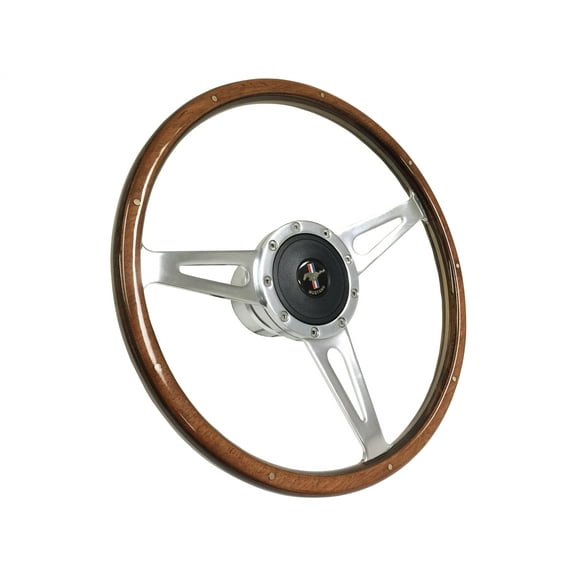 1968-78 Ford Mustang; VSW S9 Classic Deluxe Wood Steering Wheel Kit with Running Pony Emblem
