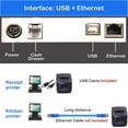 thumbnail image 3 of POS Imprimante Thermique de Reçus 3 1/8 Pouces 80 mm avec Coupeur Automatique USB Ethernet Windows Linux Driver ESC/POS RJ11 RJ12 Tiroir à Billets, 3 of 7