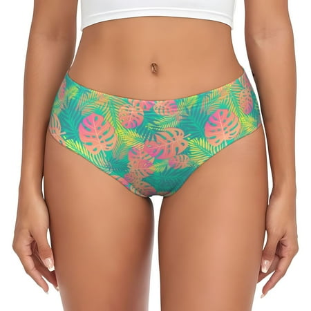Womens Underwear - Colorful Palm Leaves No Show Seamless Underwear for Women  Soft Comfort Stretch Women s Panties  Hipster Ladies Panties Bikini Underwear Briefs