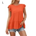 thumbnail image 1 of QualitChoice Hauts à Manches Courtes en Dentelle Été Col Rond T-shirt Décontracté Ample Orange G, 1 of 6