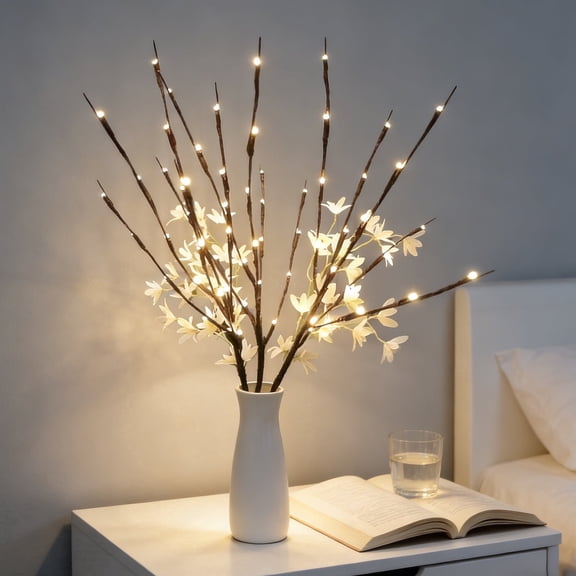 2 Pack Led Branch Lights,Decorative Bendable 30" Twig Lights for Vases,Battery Operated Artificial Lighted Branches for Christmas Home Party Indoor Outdoor,Warm White